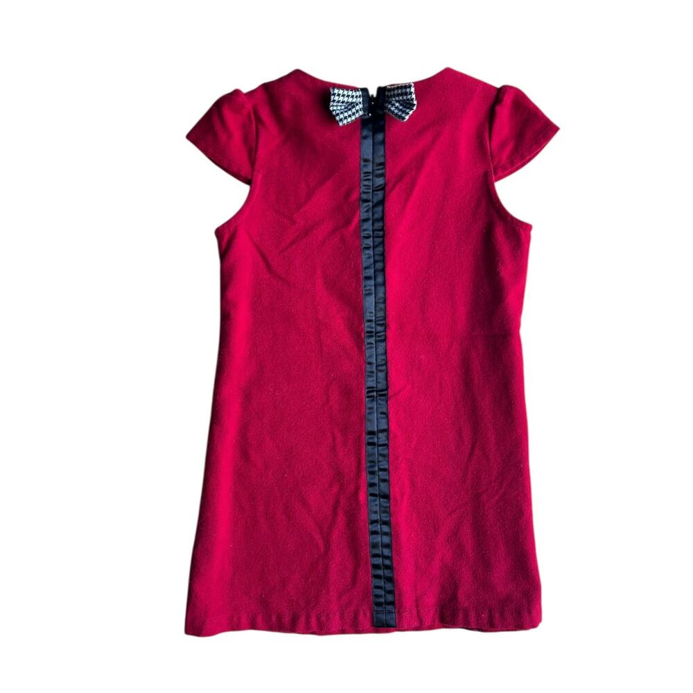 Classic Teddy Red Holiday Fleeced Girls Kids Collared Cap Sleeves Dress Size 6 - Picture 2 of 8